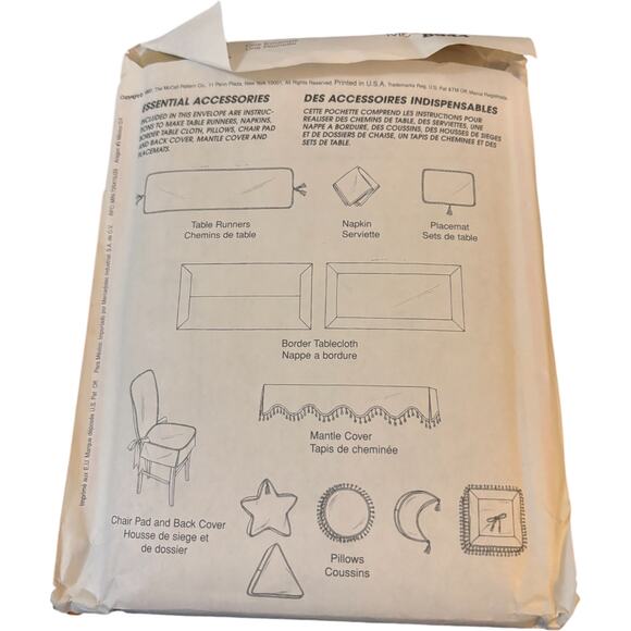 McCall's Home Decorating Essential Dining Room Accessories Sewing Pattern - Picture 2 of 2